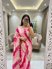 PINK LAHARIYA SAREE